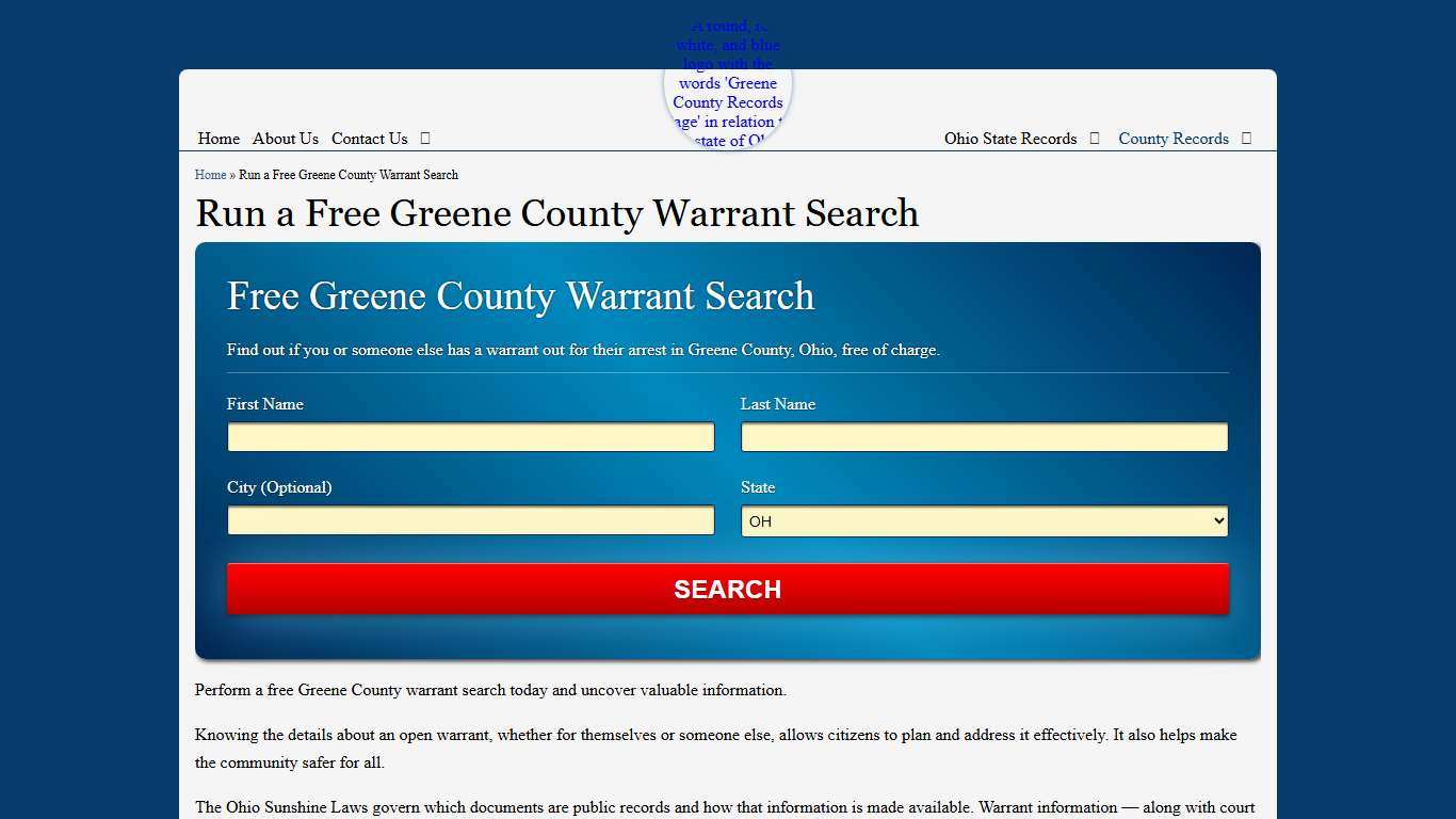 Run a Free Greene County Warrant Search